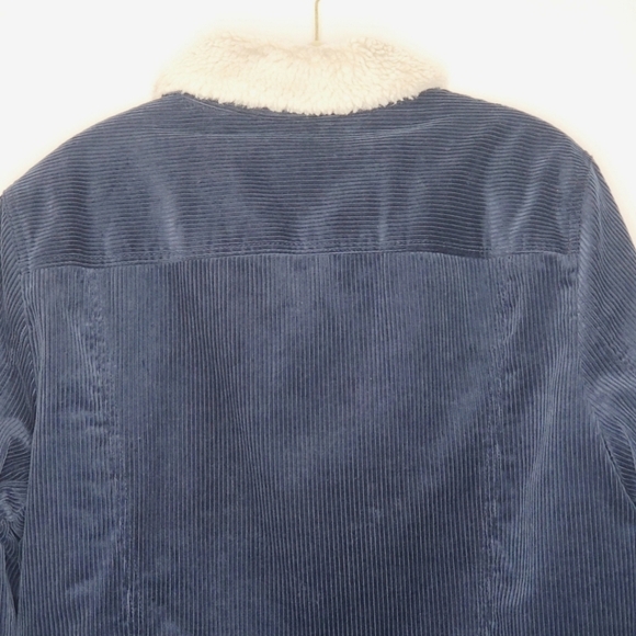 Sherpa Lined Corduroy Trucker Jacket Size L Express Cozy Zip Up Chunky Warm Coat - Picture 6 of 14